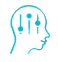 Three overlapping blue outlines of human faces in profile, facing right, on a transparent background.