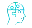 Three overlapping blue outlines of human faces in profile, facing right, on a transparent background.